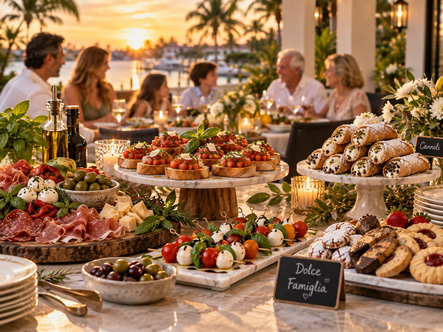 Italian appetizers and desserts catered for Estero events by Final Plate Catering